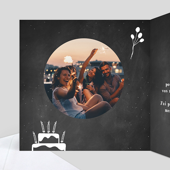 Carte de remerciement Gâteau d'Anniversaire Intérieur Gauche