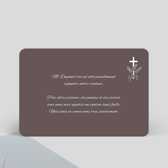 Carte remerciement décès Epis de Blé Verso