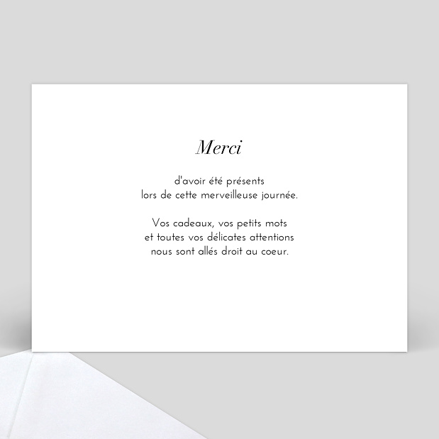 Remerciement mariage sobre et jolie Verso