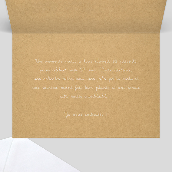 Carte de remerciement Corde à Linge Kraft Intérieur Droit