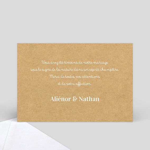 Carte de remerciement Champêtre Verso