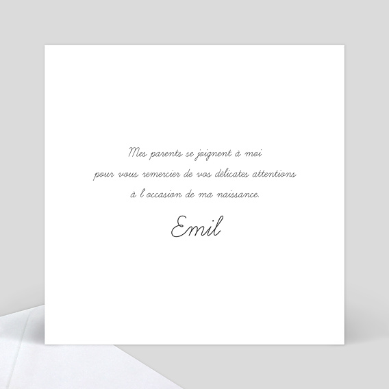 Carte de remerciement Simplicité Verso