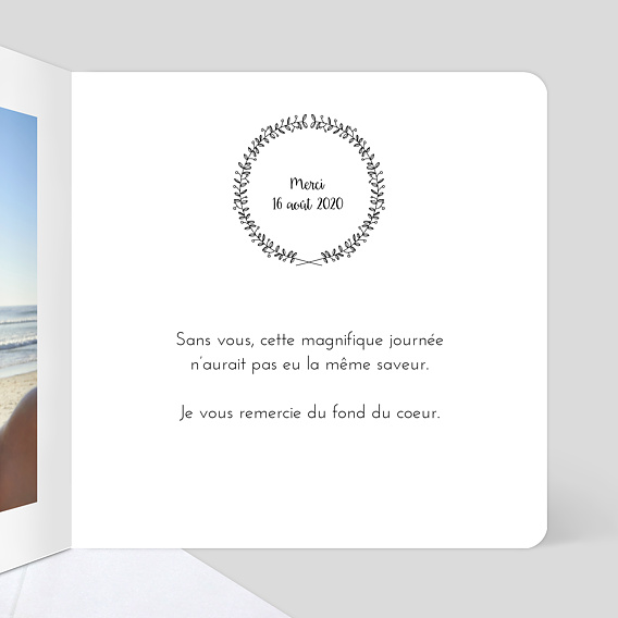 Carte de remerciement Couronne Fleurie Simple Intérieur Droit
