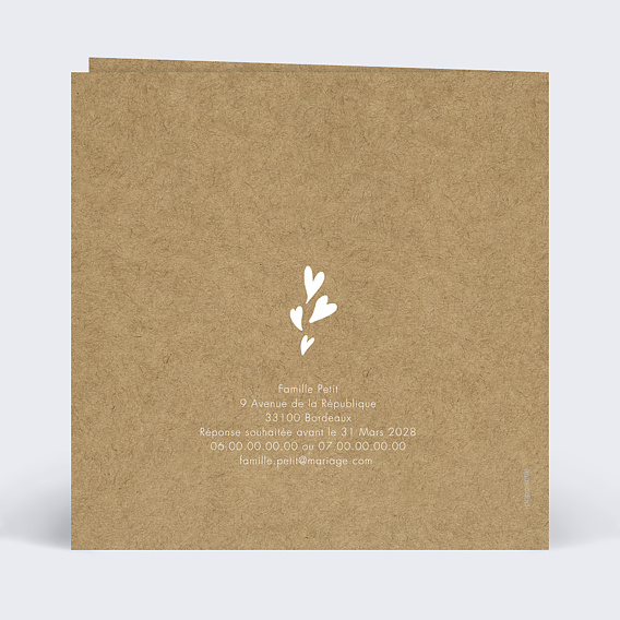 Carte remerciement mariage Corde à linge merci mariage Verso