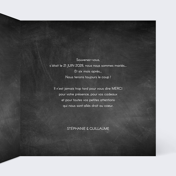Carte remerciement mariage En Retard Intérieur Droit