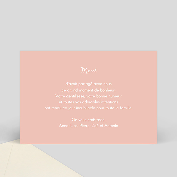 Carte remerciement mariage Famille Verso