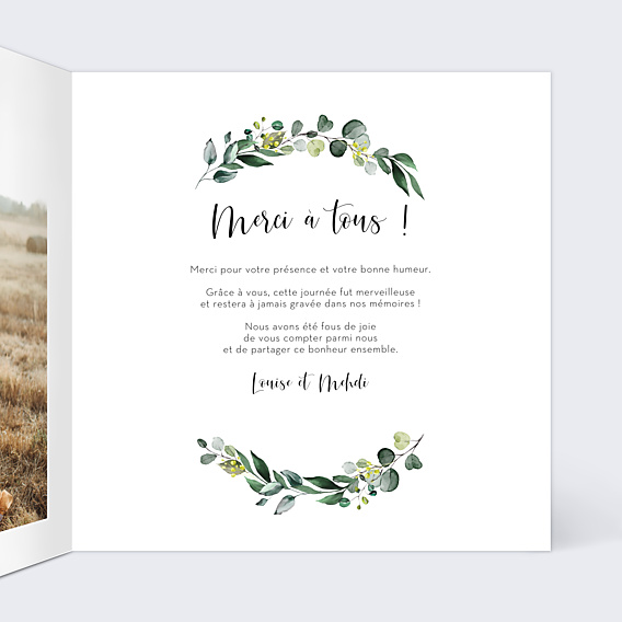Remerciements mariage Nature
