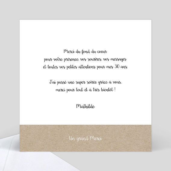 Carte de remerciement Photomaton Verso