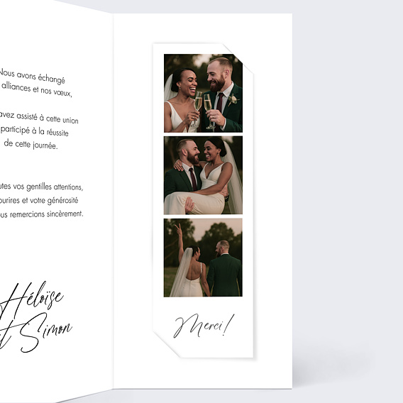 Carte remerciement mariage Icônes Intérieur Droit