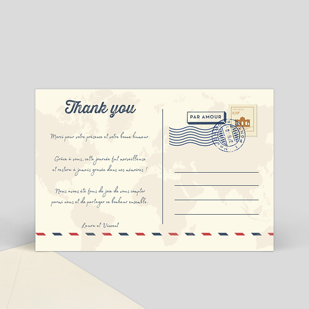 Remerciements Mariage Voyage Verso