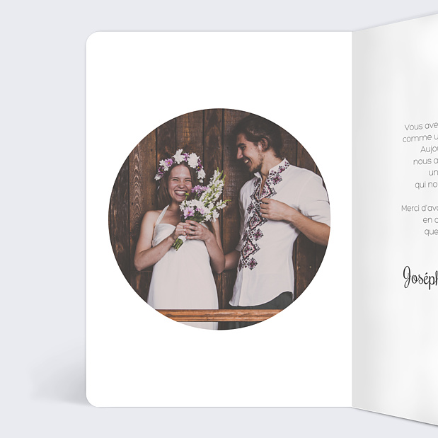 Carte de Remerciements de Mariage Couronne de Fleurs Intérieur Gauche
