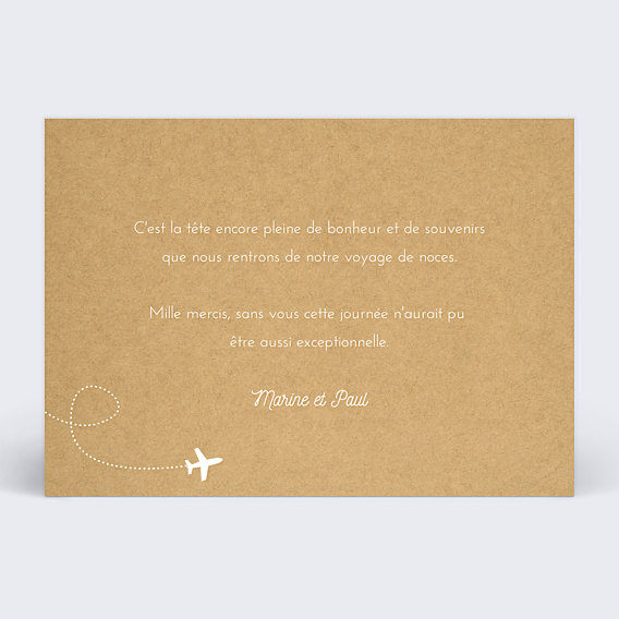 Remerciements mariage Avion voyage