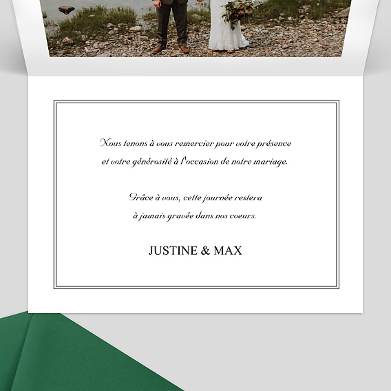 Carte remerciement mariage Cadre Double Intérieur Droit