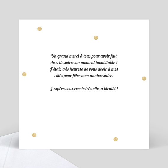 Carte de remerciement Pois Chic Verso