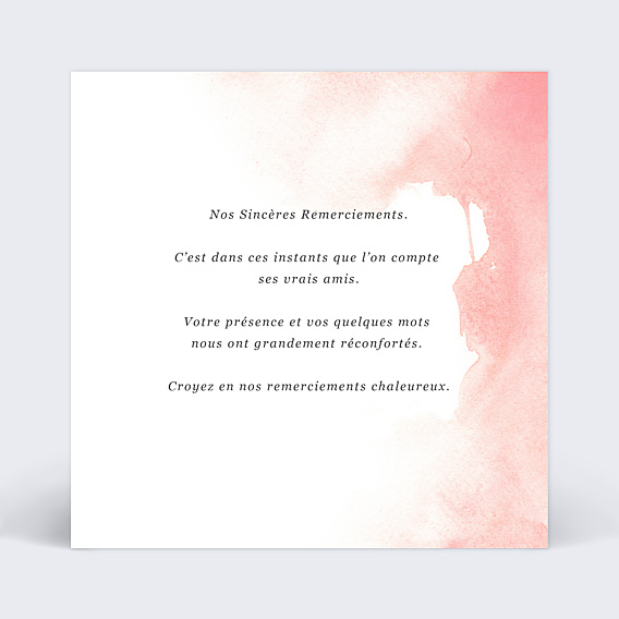 Remerciements Décès Aquarelle rose