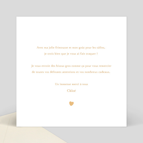 Carte remerciement naissance Photo Arrondie Verso