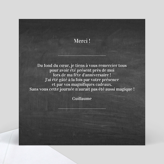 Carte de remerciement Photomaton Ardoise Verso