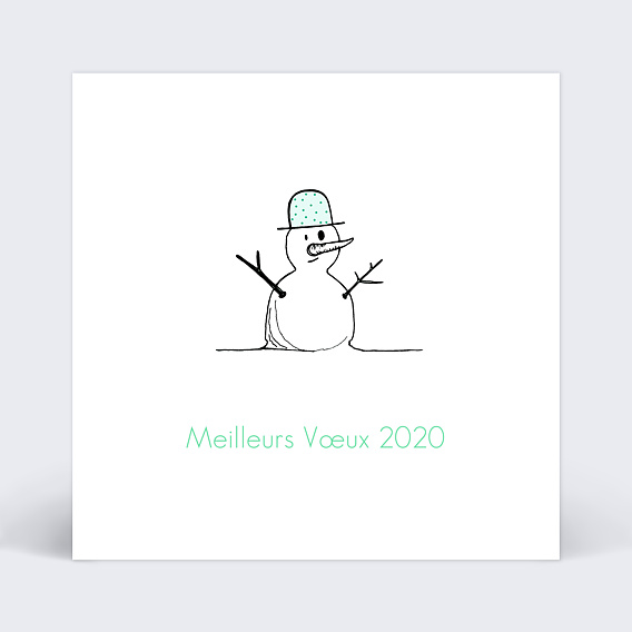 Carte de Voeux Particuliers Bonhomme de neige et chapeau