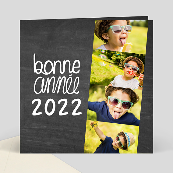 Carte de Voeux Particuliers Bonne année ardoise photo