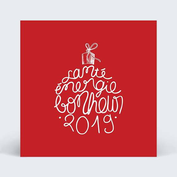 Carte de Voeux Particuliers Boule de noël illustration rouge