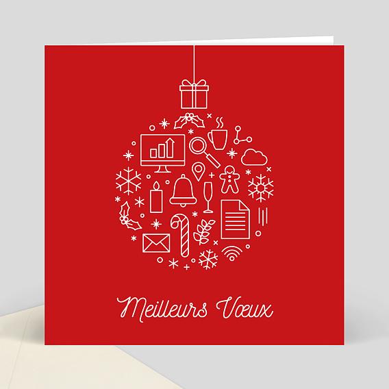 Carte de Voeux Entreprise Boule de Noël graphique