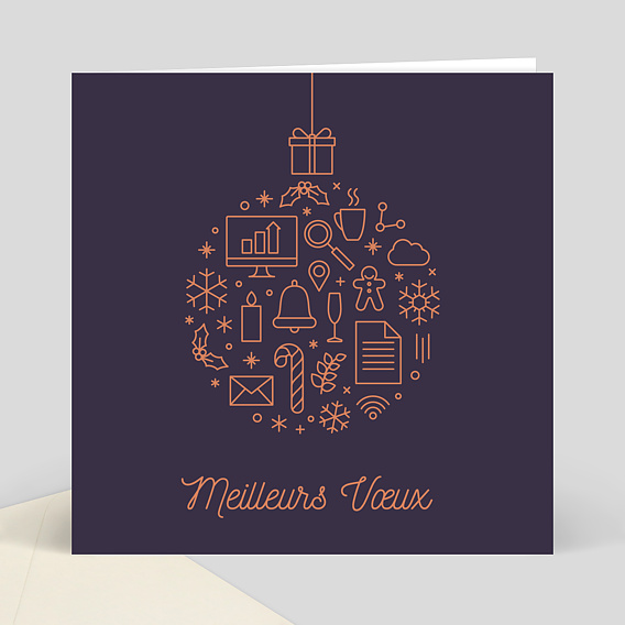 Carte de Voeux Entreprise Boule de Noël graphique