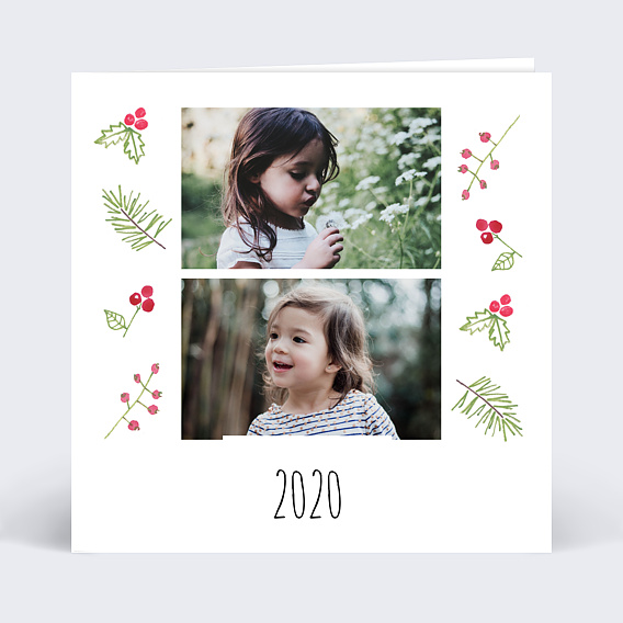 Carte de Noël Carte de Noël aquarelle baies