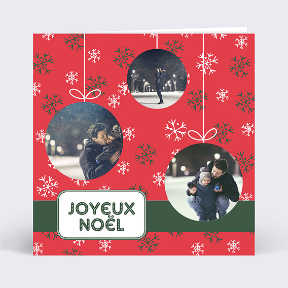 Carte de Noël Carte boules de Noël 