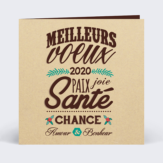 Carte de Voeux Particuliers kraft de mots doux