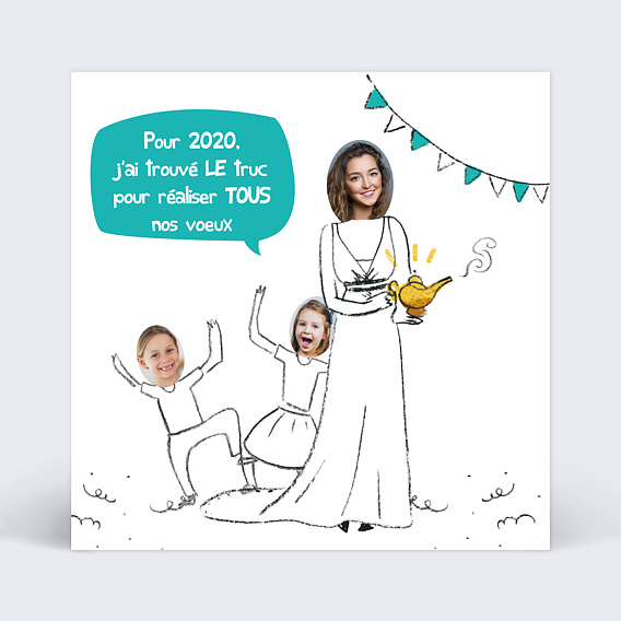 Carte de Voeux Particuliers Lampe à souhaits