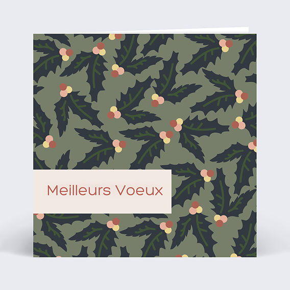 Carte de Voeux Particuliers Motifs houx vert