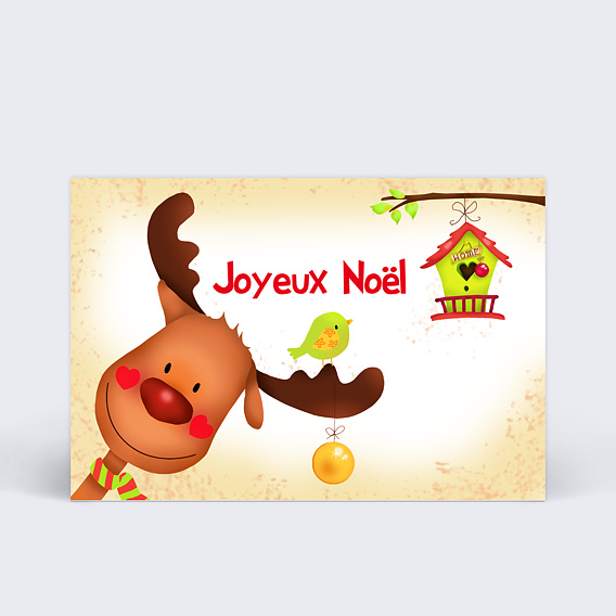 Carte de Noël Noël bouille de renne