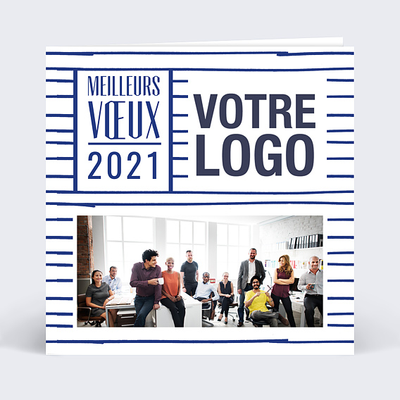 Carte de Voeux Entreprise Pêle mêle rayures