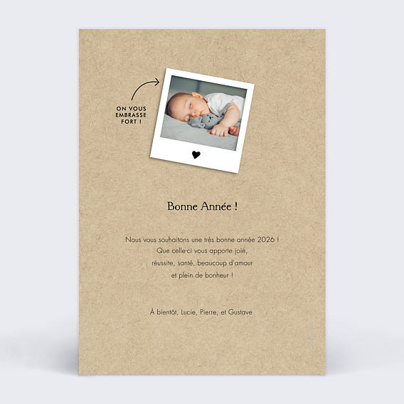 Carte de voeux Carte voeux polaroid Verso