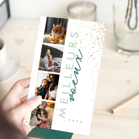 Carte de voeux Carte de voeux avec 4 photos, carte pêle-mêle Après 4