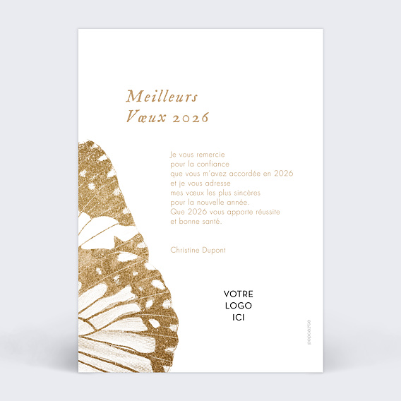 Carte de vœux entreprise carte de voeux papillon Verso