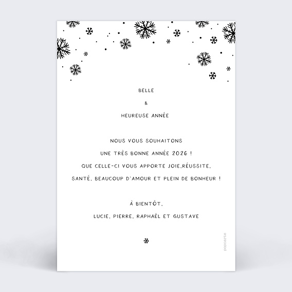 Carte de voeux Carte voeux flocons Verso