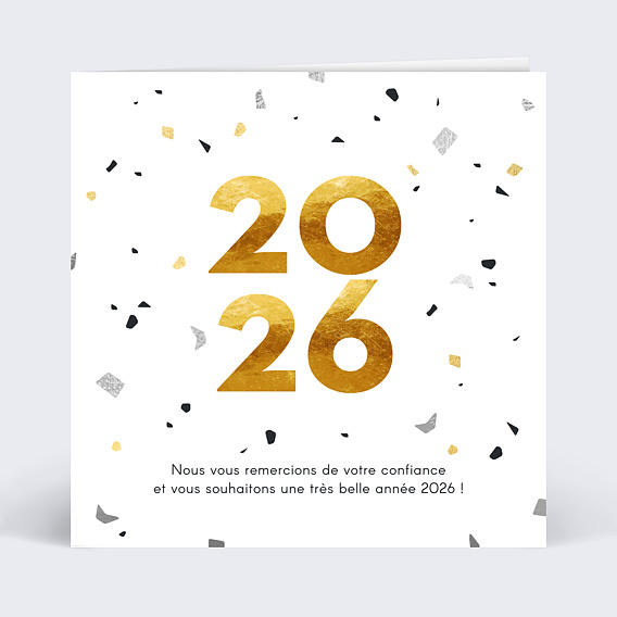 Carte de vœux entreprise Marbre et Confettis Recto