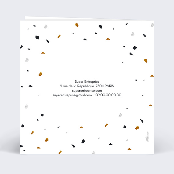 Carte de vœux entreprise Marbre et Confettis Verso