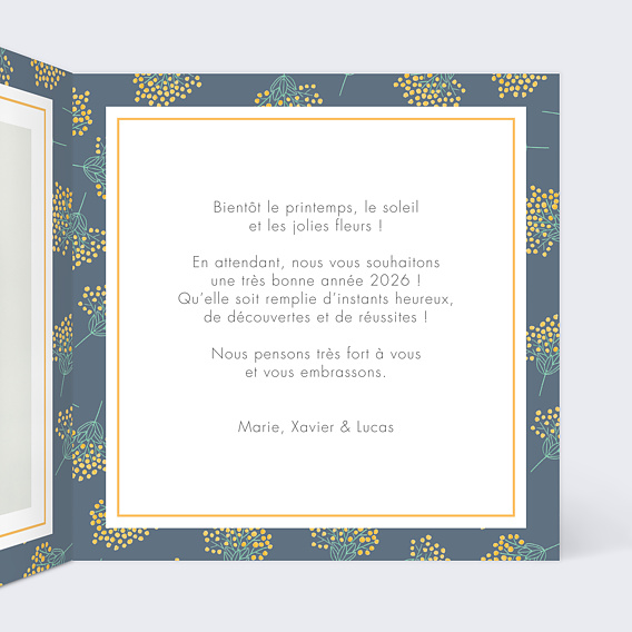 Carte de voeux Carte voeux fleurs mimosa Intérieur Droit