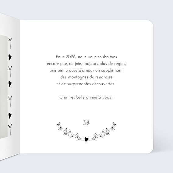 Carte de voeux Coeur bucolique Intérieur Droit