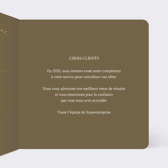 Carte de vœux entreprise Sobres Scintillements Intérieur Droit