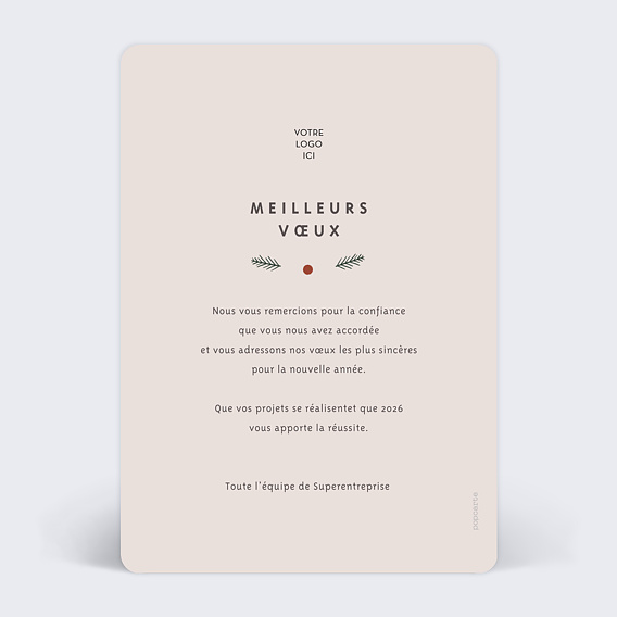 Carte de vœux entreprise Sapin Déco Verso