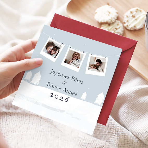 Carte de Voeux Particuliers Corde à linge voeux