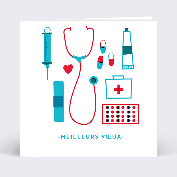 Carte de vœux entreprise Sacoche de Médecin Recto