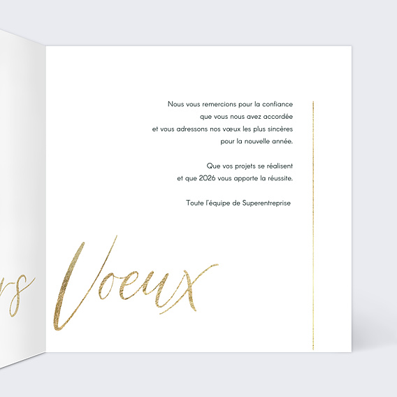 Carte de vœux entreprise carte de voeux mots Intérieur Droit
