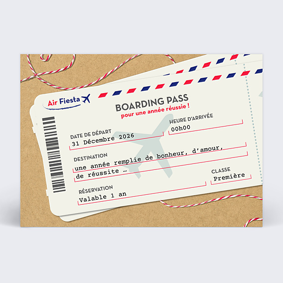 Carte de Voeux Particuliers Billet d'Avion Voeux