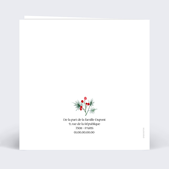 Carte de voeux Couronne de Noël Verso