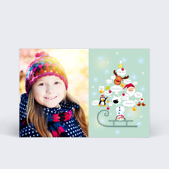 Carte de Voeux Particuliers Sapin avec photo