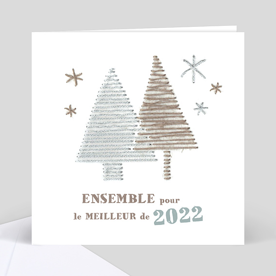 Carte de Voeux Entreprise Sapins couture